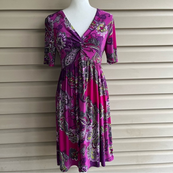 •Evan Picone• Paisley Knit Pullover Dress - Size 8 - Picture 1 of 7